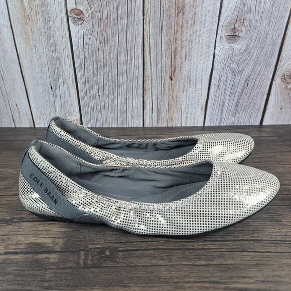 Cole Haan Zerogrand NYC Collab Stagedoor Ballet Flats Women's Sz 8 B GunmetalDot - Picture 3 of 8